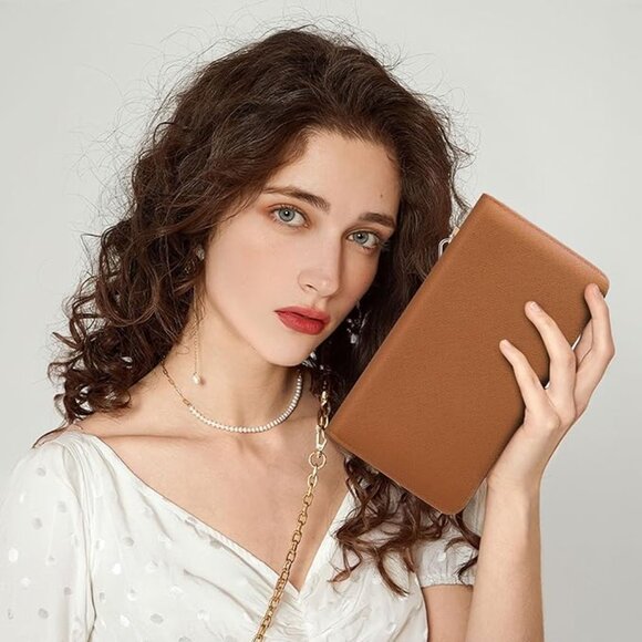 Chelmon Women's Vegan Leather Clutch Wallet with Zip X- Large Capacity - Picture 8 of 9